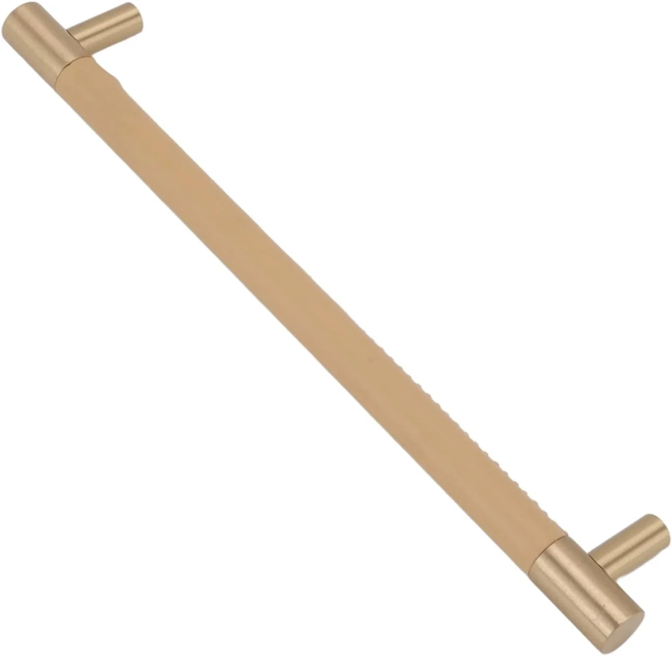 دستگیره درب کابینت Jiawu، دستگیره چرمی برنجی با فاصله سوراخ 224 میلی متر، دستگیره میله ای کشو برای چمدان، کشو، کابینت (بژ)