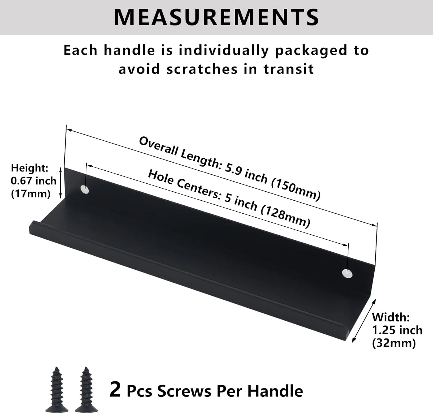 هانیهوا، بسته 30 عددی دستگیره کابینت مدرن، دستگیره های مشکی انگشتی برای کابینت، طول 150 میلی متر/5.9 اینچ، دستگیره های لبه مشکی مات، سخت افزار کشویی زبانه ای، دستگیره زبانه ای مخفی