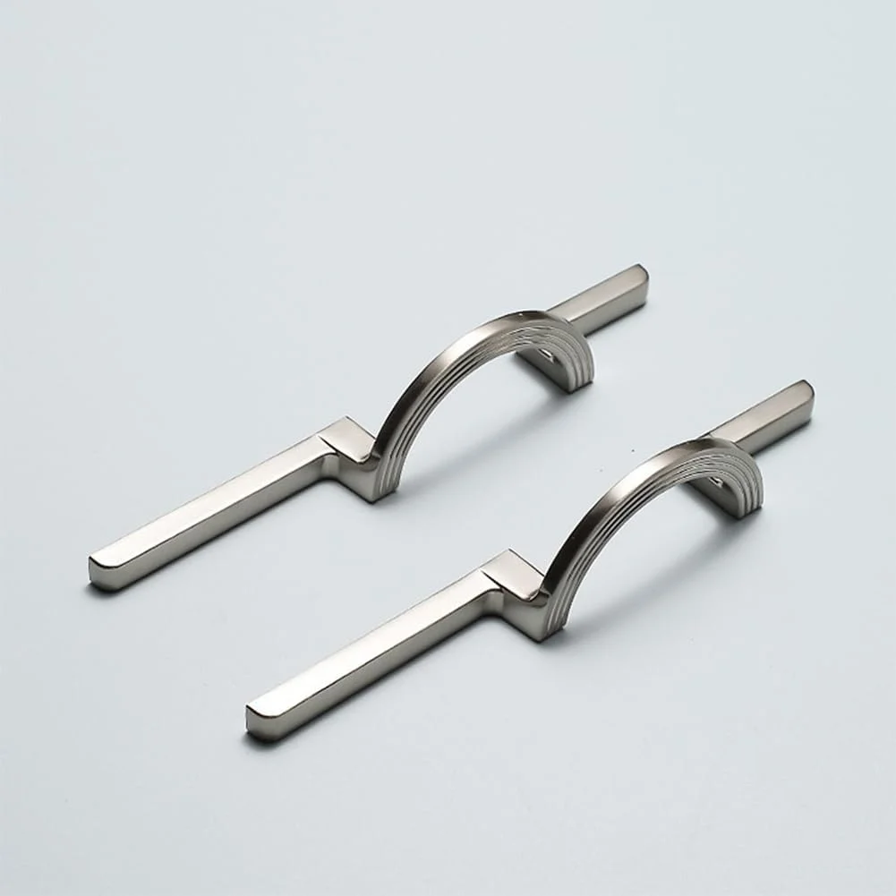 دستگیره کابینت مدرن HAORUN بسته 2 عددی، پرداخت برس خورده، مقاوم و بادوام، دکوراسیون منزل، نقره ای