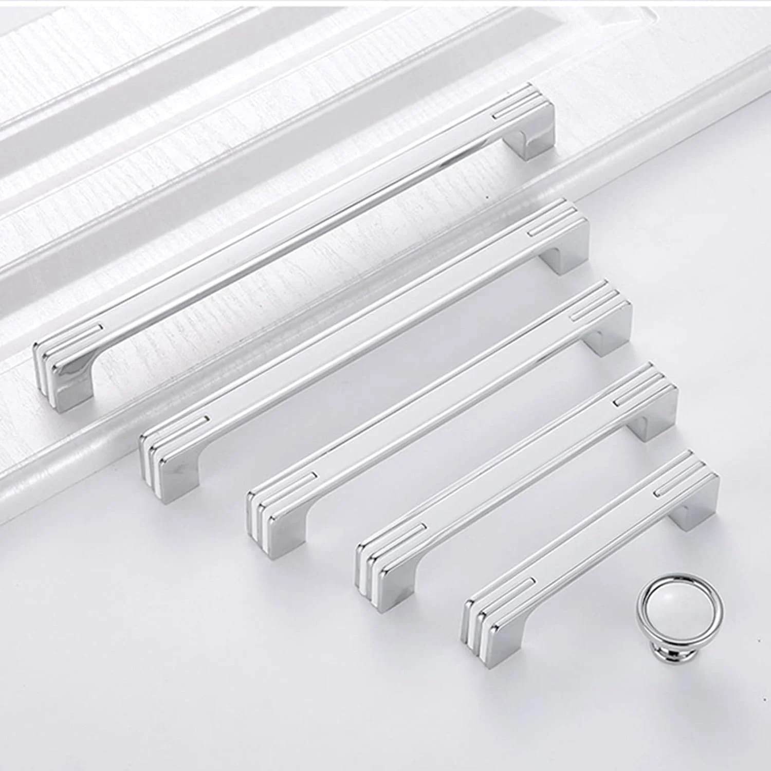 دستگیره کابینت و کشو Guolich، فاصله سوراخ 96 میلی متر (3.77 اینچ)، 2 عددی، دستگیره استیل، طراحی مدرن برنجی خش دار، مناسب کمد، حمام و دراور (سفید، 128 میلی متر (5.0 اینچ))