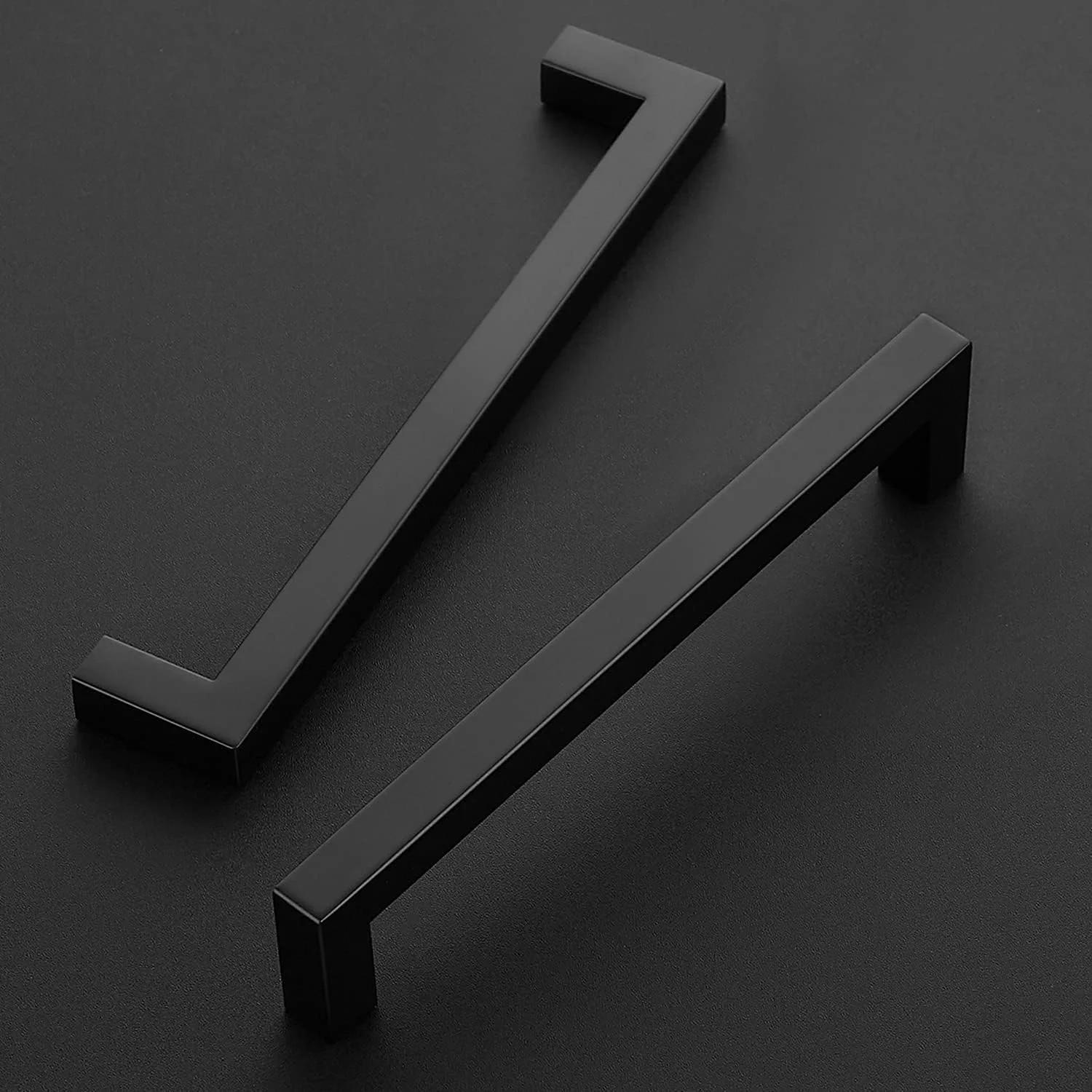 دستگیره کابینت مشکی Home Expert بسته 10 عددی، 16 سانتی متری، دستگیره کشو کابینت مشکی، دستگیره درب کابینت، دستگیره های مربعی استیل ضد زنگ، دستگیره کابینت مدرن مشکی