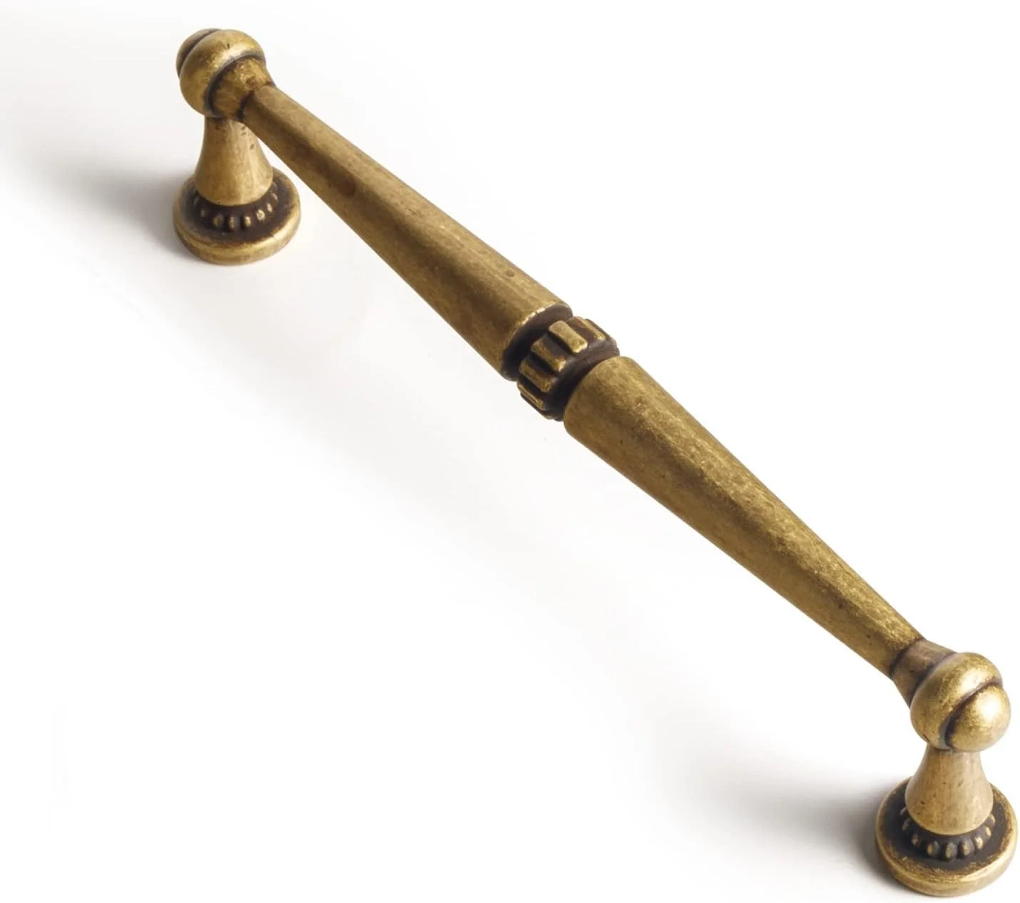 دستگیره کابینت برنجی عتیقه Goo-Ki بسته 6 عددی - دستگیره کشو برنجی رترو با مرکز سوراخ 5 اینچی، دستگیره میله ای کابینت برنزی جامد و قدیمی، سخت افزار کلاسیک برای کمد لباس