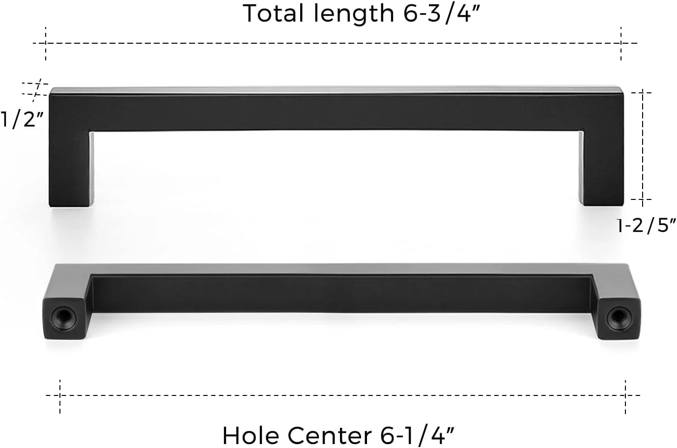 دستگیره کابینت مشکی Home Expert بسته 10 عددی، 16 سانتی متری، دستگیره کشو کابینت مشکی، دستگیره درب کابینت، دستگیره های مربعی استیل ضد زنگ، دستگیره کابینت مدرن مشکی