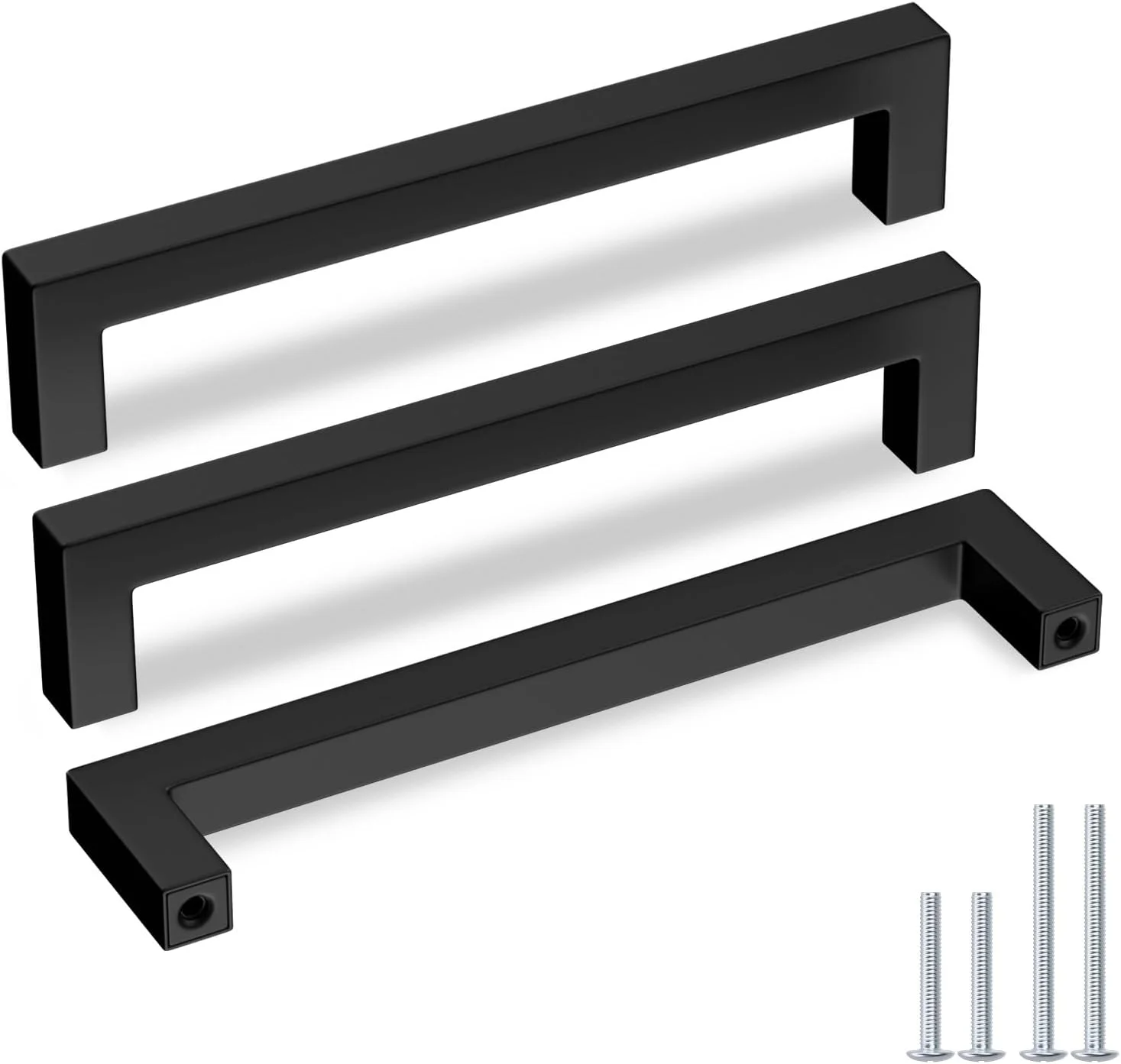گلدن وارم بسته 5 عددی دستگیره کشو کابینت میله ای مربع مشکی سخت افزار مدرن استیل ضد زنگ برای کابینت آشپزخانه و حمام، مرکز تا مرکز 160 میلی متر دستگیره برای کابینت آشپزخانه
