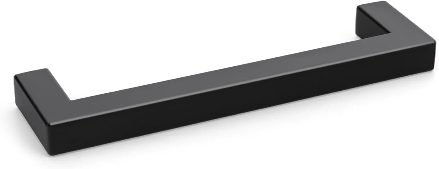 گلدن وارم بسته 10 عددی دستگیره کابینت مشکی 5 اینچی - دستگیره های کشو مشکی مات استیل ضد زنگ - سخت افزار کابینت 128 میلی متری میله مربعی دستگیره های مدرن کابینت برای آشپزخانه حمام کمد