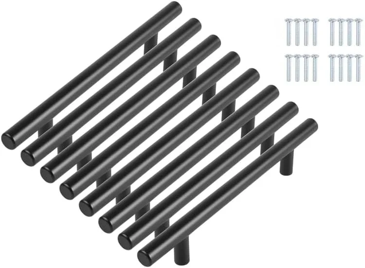 دستگیره کابینت مشکی 8 عددی، دستگیره های کابینت آشپزخانه مشکی مات، دستگیره های کشو استیل ضد زنگ، یراق کابینت برای آشپزخانه حمام، دستگیره های T شکل کشو، دستگیره درب