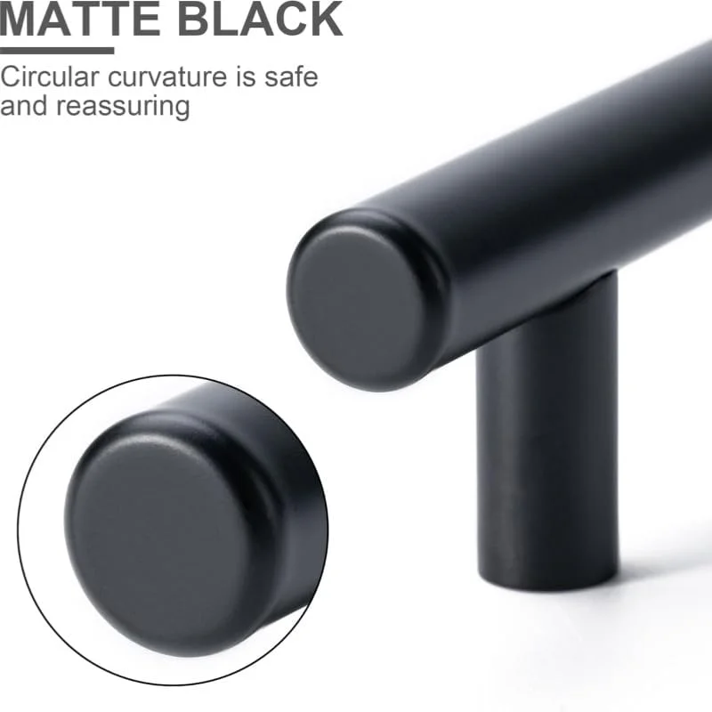 دستگیره کابینت مشکی 8 عددی، دستگیره های کابینت آشپزخانه مشکی مات، دستگیره های کشو استیل ضد زنگ، یراق کابینت برای آشپزخانه حمام، دستگیره های T شکل کشو، دستگیره درب