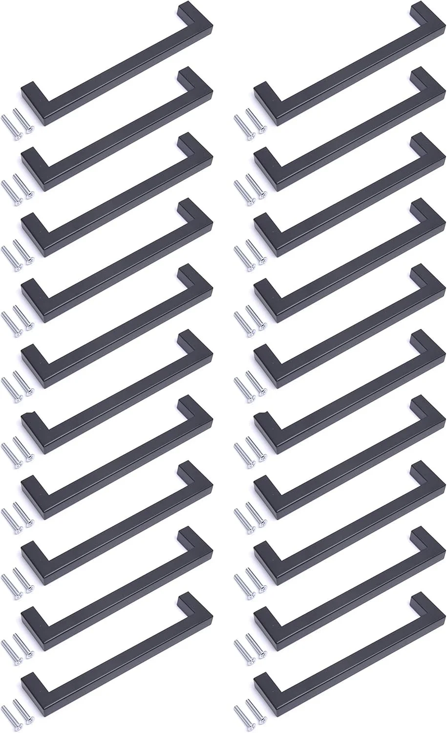 دستگیره کابینت آشپزخانه مدرن مربع مشکی مات BSM Marketing (20، 192 میلی متر)