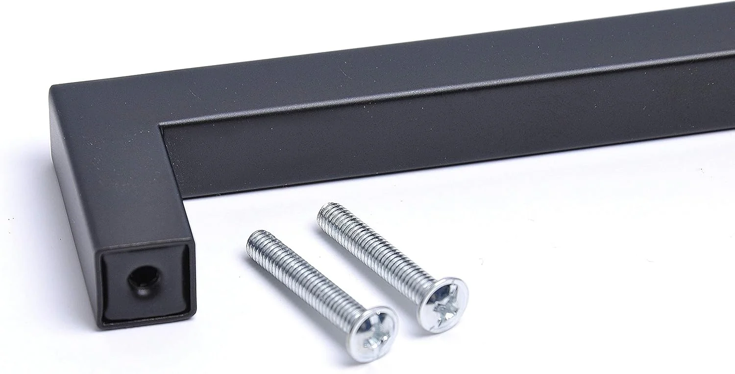 دستگیره کابینت آشپزخانه مدرن مربع مشکی مات BSM Marketing (20، 192 میلی متر)