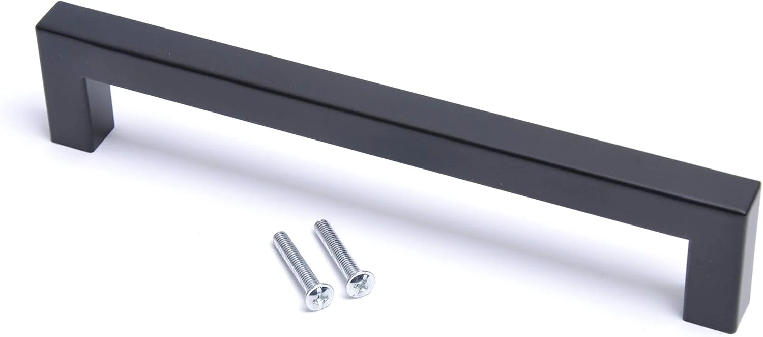 دستگیره کابینت آشپزخانه مدرن مربع مشکی مات BSM Marketing (20، 192 میلی متر)