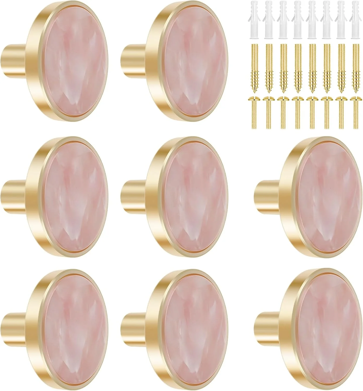 ست دستگیره کشو 8 عددی آلیاژ روی برس خورده 32x25 میلی متر، دستگیره کابینت آشپزخانه، دستگیره مبلمان تزئینی نفیس، دستگیره کمد لباس برای درب کمد کشو (صورتی)