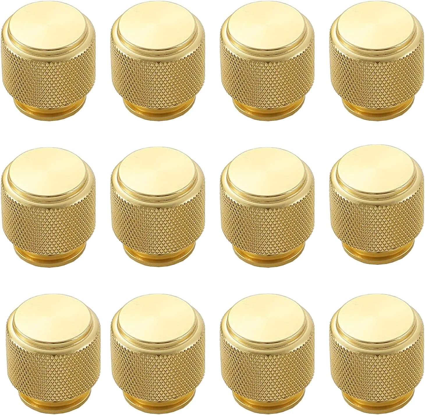 دستگیره کابینت گرد طلایی برس خورده Ymaiss، بسته 12 عددی، دستگیره های کشو کمد آشپزخانه، دستگیره تک سوراخ برای کشو، کمد، کابینت، کمد لباس