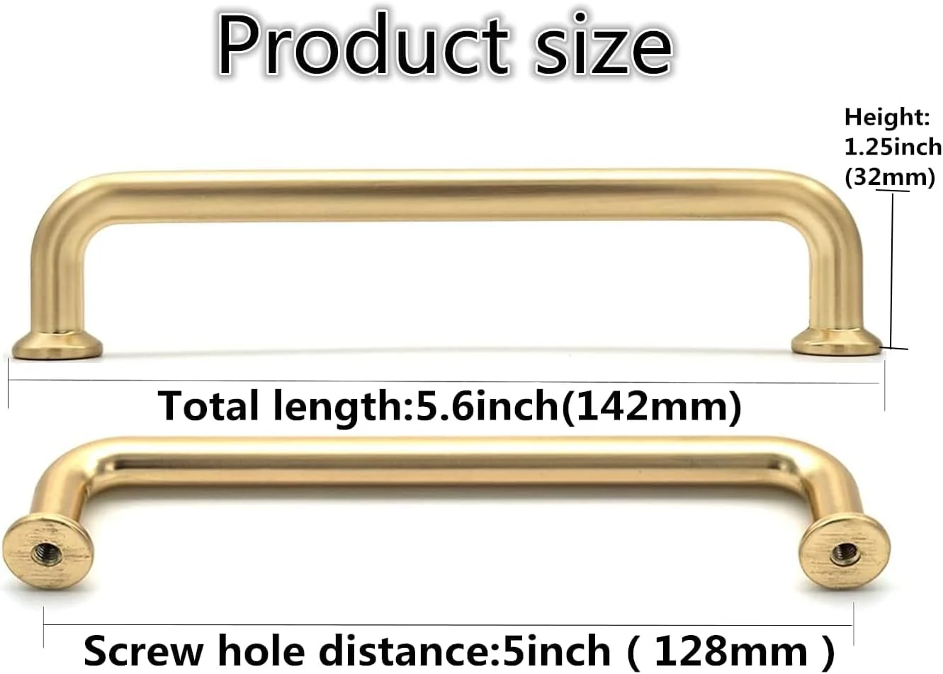 یک جفت دستگیره مبلمان برنجی خش دار با فاصله سوراخ 128 میلی متر، مناسب برای کشوهای کابینت آشپزخانه و دستگیره های درب کابینت