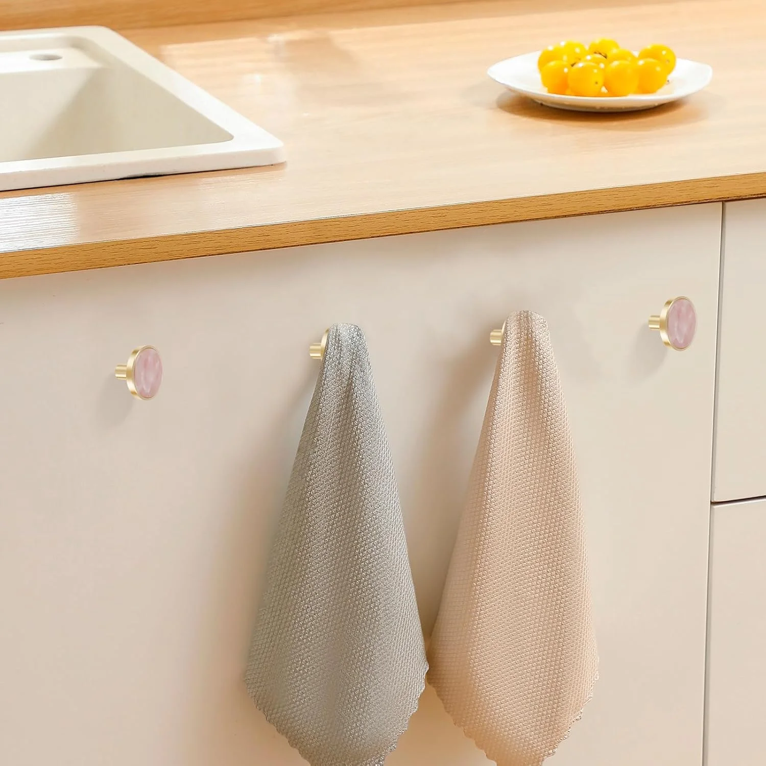 ست دستگیره کشو 8 عددی آلیاژ روی برس خورده 32x25 میلی متر، دستگیره کابینت آشپزخانه، دستگیره مبلمان تزئینی نفیس، دستگیره کمد لباس برای درب کمد کشو (صورتی)