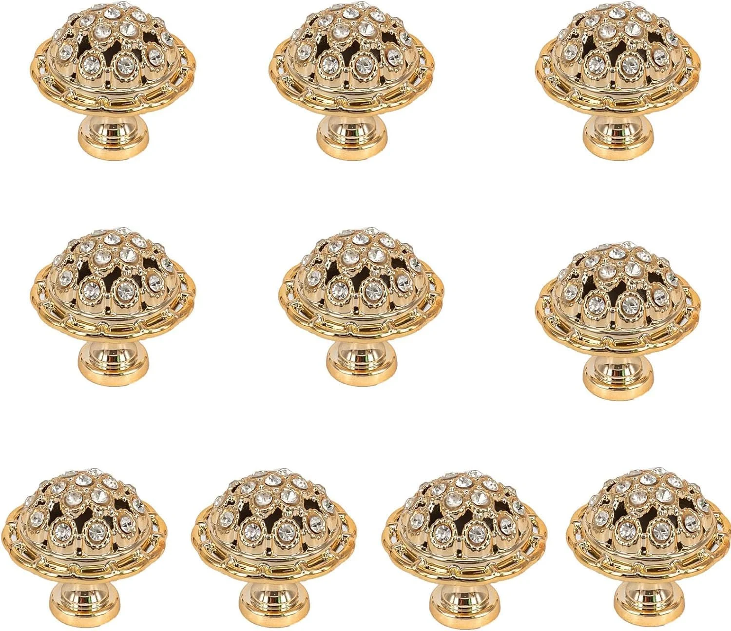 دستگیره های کریستالی درب کشو Azonee، دستگیره های لوکس و مدرن مبلمان، دستگیره های براق الماس کابینت، همراه با پیچ های نصب، ایده آل برای آشپزخانه، کمد، درب، کابینت، 10 عدد