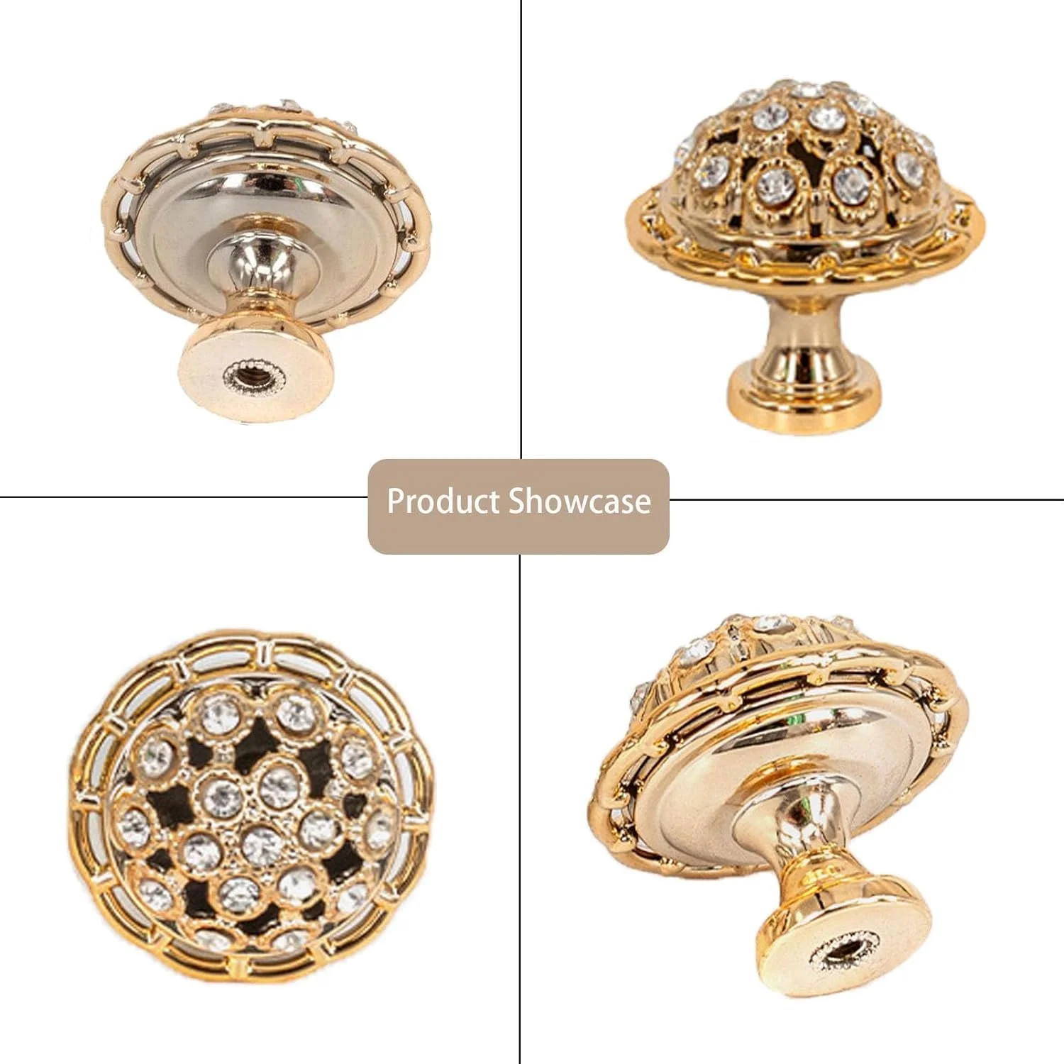 دستگیره های کریستالی درب کشو Azonee، دستگیره های لوکس و مدرن مبلمان، دستگیره های براق الماس کابینت، همراه با پیچ های نصب، ایده آل برای آشپزخانه، کمد، درب، کابینت، 10 عدد