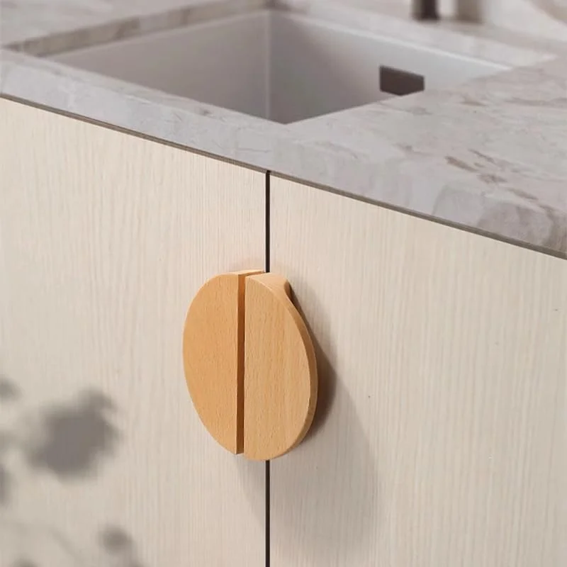 دستگیره کابینت چوبی نیم دایره AOBITE بسته 4 عددی، دستگیره های آشپزخانه با سخت افزار کشو کمد قدیمی، دستگیره کشو میز آرایش (طول 4.7 اینچ، مرکز سوراخ 2.52 اینچ) (4، چوب راش)