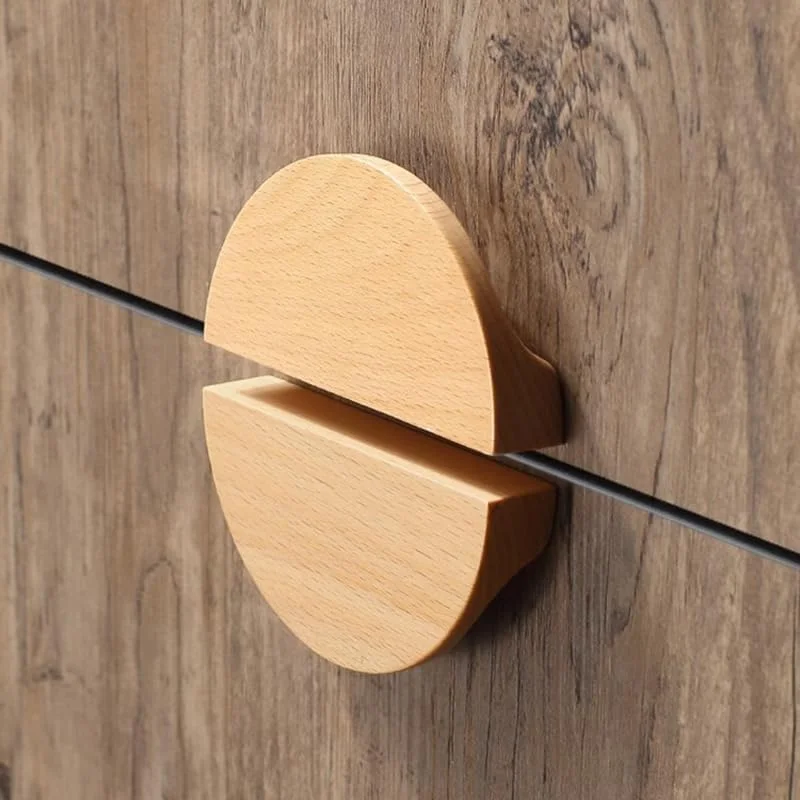 دستگیره کابینت چوبی نیم دایره AOBITE بسته 4 عددی، دستگیره های آشپزخانه با سخت افزار کشو کمد قدیمی، دستگیره کشو میز آرایش (طول 4.7 اینچ، مرکز سوراخ 2.52 اینچ) (4، چوب راش)