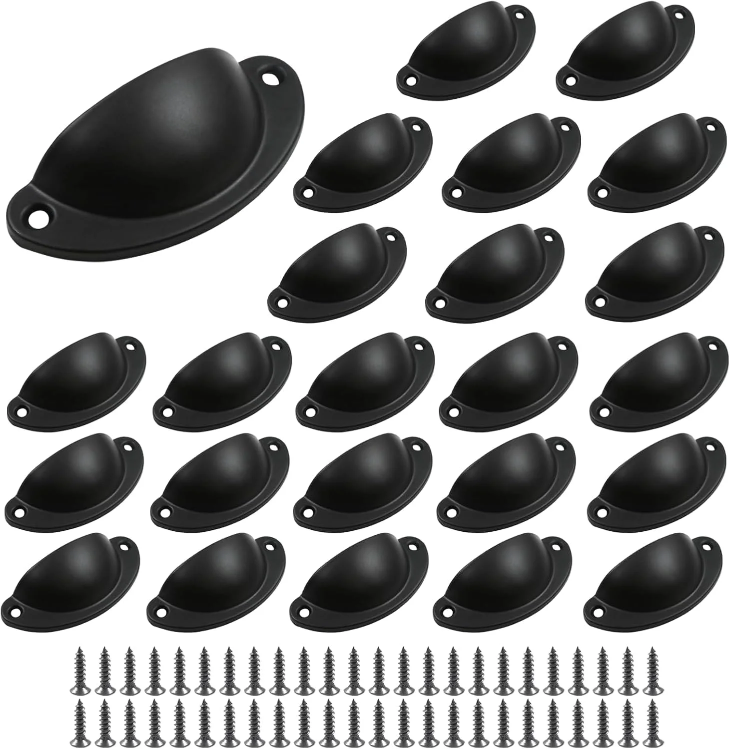 24 عدد دستگیره فنجانی عتیقه، دستگیره های کشویی فنجانی مشکی، دستگیره کابینت برای کمد، بوفه، کمد دیواری، آشپزخانه، مبلمان (طول 8.1 سانتی متر، فاصله سوراخ 6.6 سانتی متر)