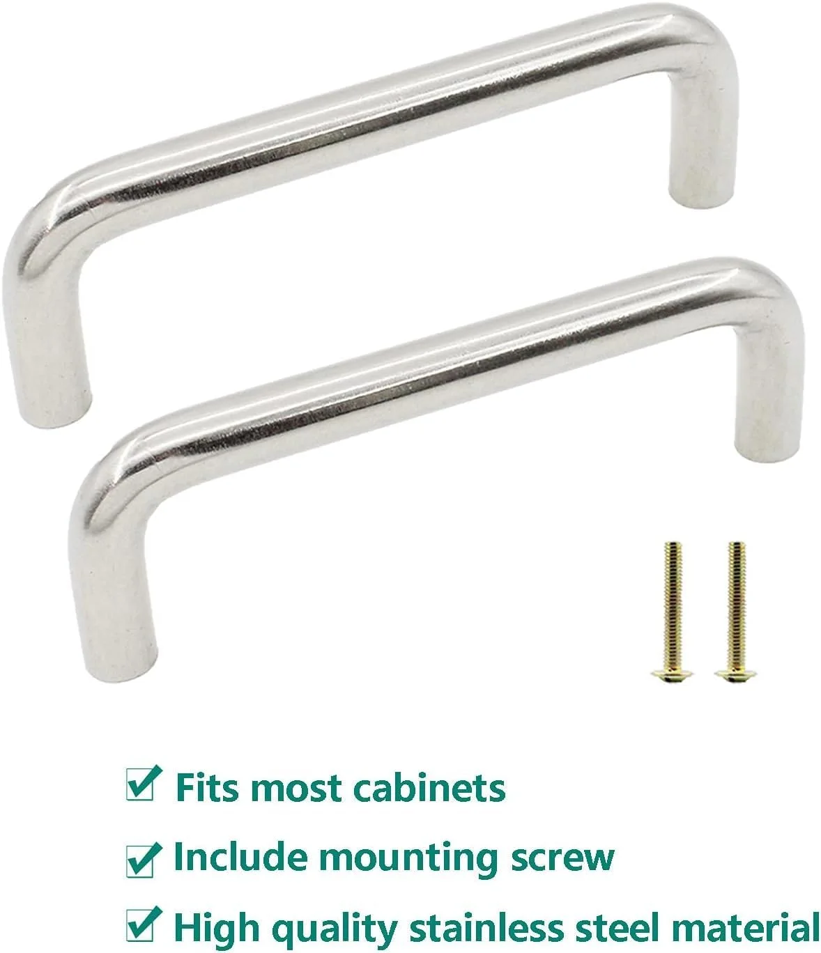 دستگیره گرد جامد استیل 4basix، فاصله مرکز سوراخ 100 میلی متر، دستگیره سخت افزاری کابینت U شکل برای درب کابینت آشپزخانه حمام اتاق خواب (8 عدد، 100 میلی متر/4 اینچ)