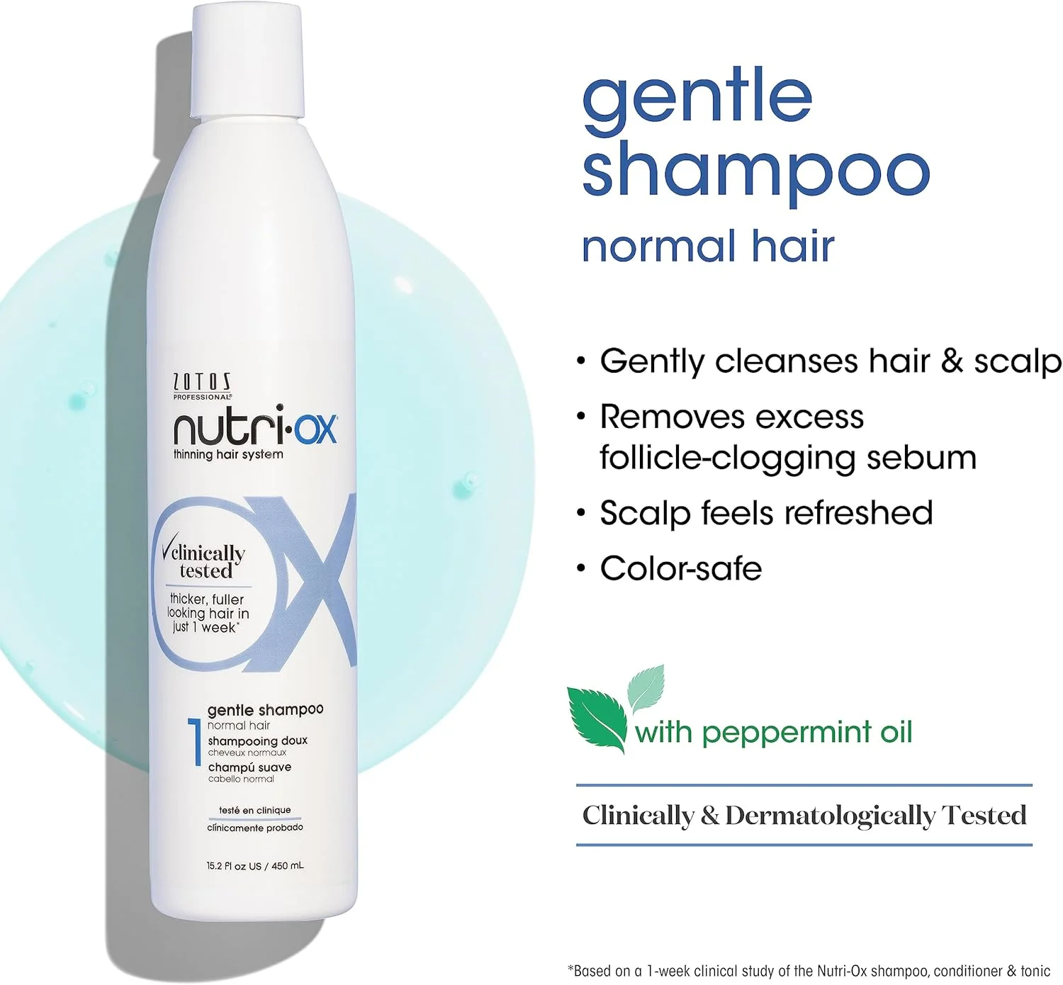 شامپو ملایم نوتری-اکس مناسب موهای نازک و معمولی | موهایی ضخیم تر و پرپشت تر | تست شده بالینی و توسط متخصصین پوست | نعناع فلفلی | محافظ رنگ مو | 1000 میلی لیتر شامپو ملایم نوتری-اکس مناسب موهای نازک و معمولی | موهایی ضخیم تر و پرپشت تر | تست شده بالینی و توسط متخصصین پوست | نعناع فلفلی | محافظ رنگ مو | 1000 میلی لیتر