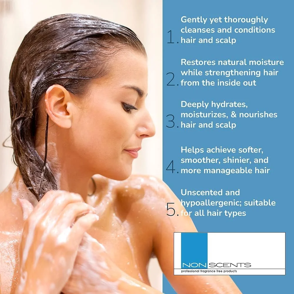Nonscents ساخت آمریکا - شامپو بدون عطر - فرمول ارگانیک، ضد حساسیت برای انواع مو، شامپو آبرسان و مرطوب کننده بدون عطر برای پوست سر خشک با کراتین و آمینو اسیدهای ابریشم Nonscents ساخت آمریکا - شامپو بدون عطر - فرمول ارگانیک، ضد حساسیت برای انواع مو، شامپو آبرسان و مرطوب کننده بدون عطر برای پوست سر خشک با کراتین و آمینو اسیدهای ابریشم