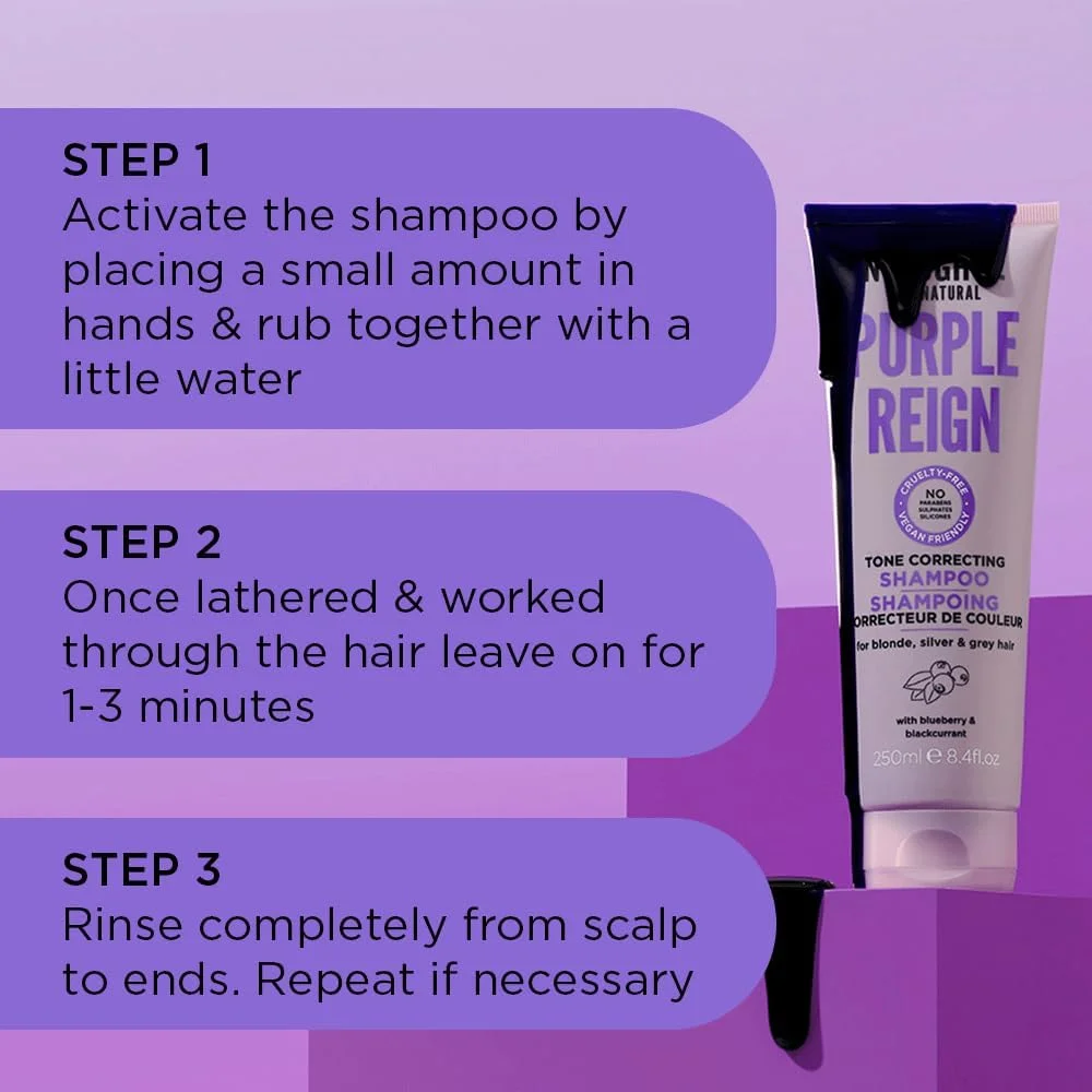 شامپو تصحیح کننده رنگ مو بنفش ناگتی با 97% مواد طبیعی برای موهای بلوند، خاکستری یا نقره ای، از بین برنده رنگ های زرد و نارنجی با بلوبری و انگور فرنگی سیاه، مراقبت از مو وگان و بدون سولفات، 250 میلی لیتر شامپو تصحیح کننده رنگ مو بنفش ناگتی با 97% مواد طبیعی برای موهای بلوند، خاکستری یا نقره ای، از بین برنده رنگ های زرد و نارنجی با بلوبری و انگور فرنگی سیاه، مراقبت از مو وگان و بدون سولفات، 250 میلی لیتر