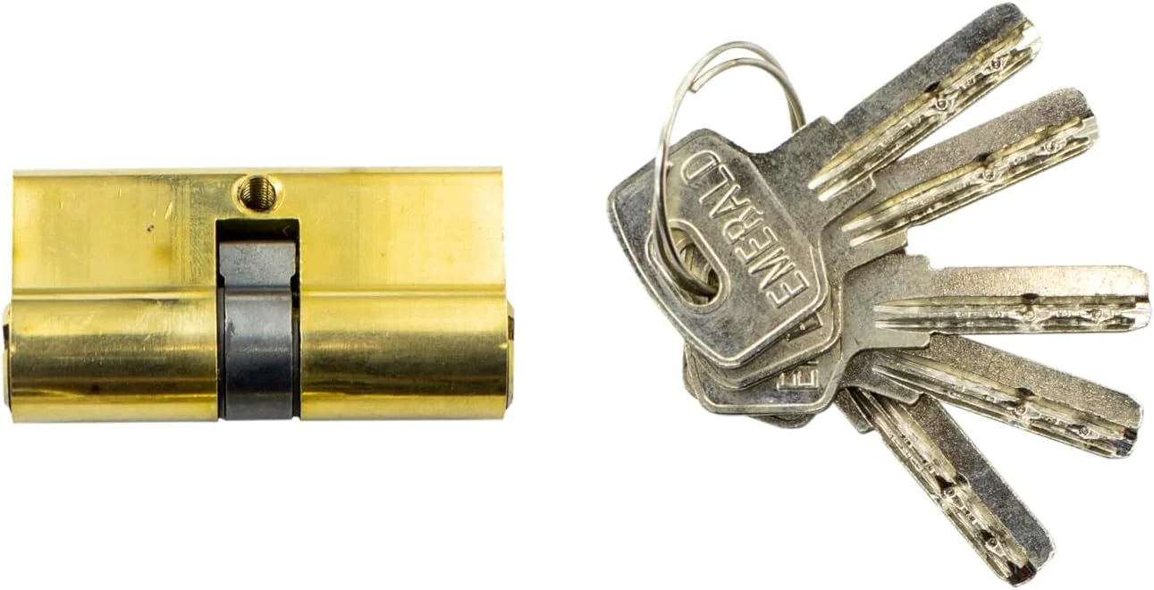 سیلندر قفل برنجی امرالد با 5 کلید - سیلندر قفل درب با امنیت بالا برای استفاده در خانه و محل کار (80 میلی متر)