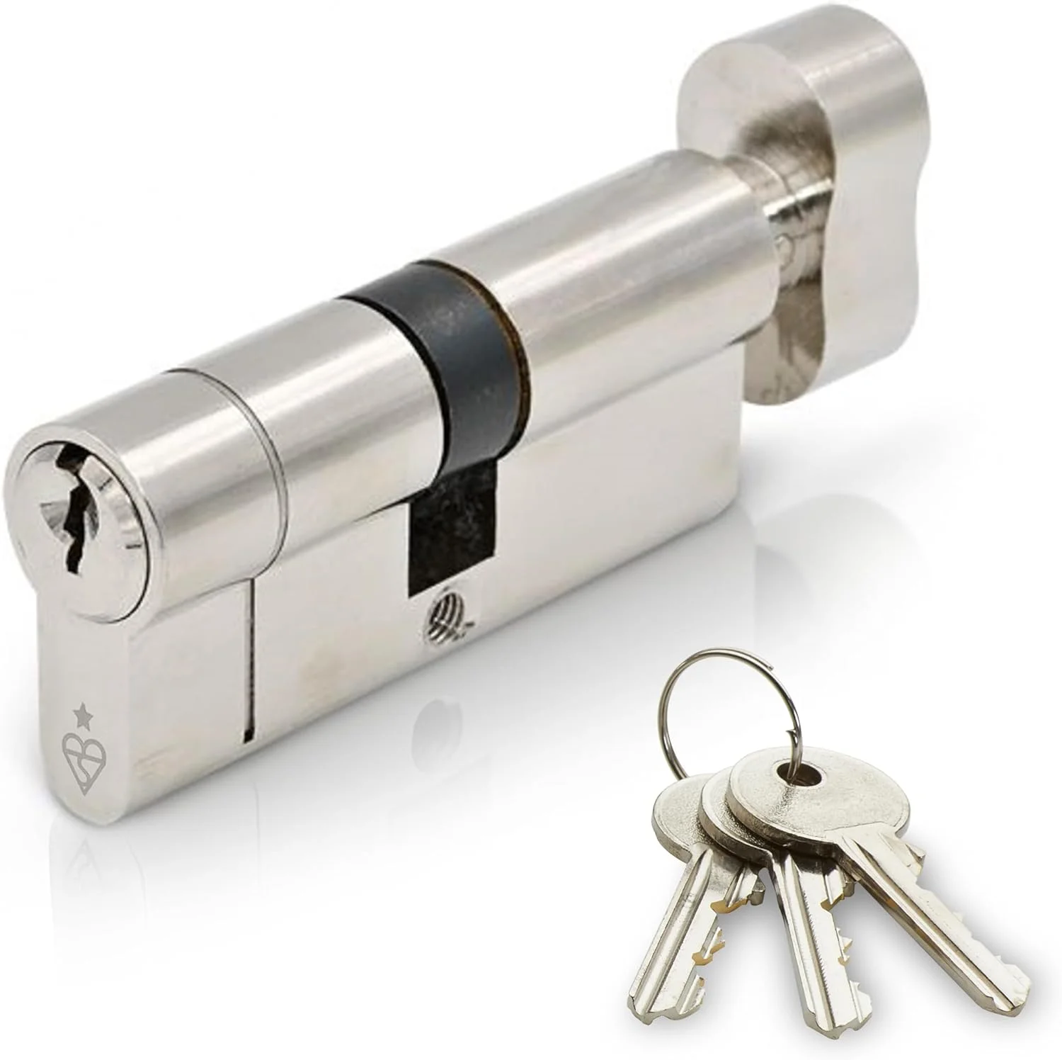 قفل درب سیلندر یورویی IRONWORX® Spectre با روکش نیکل، دارای پیچ شستی چرخشی، 40 میلی متر (چرخشی) / 45 میلی متر (کلید) (85 میلی متر)، دارای تاییدیه پلیس با امنیت بالا TS007 BSI 1 ستاره، ضد ضربه، ضد باز کردن قفل، ضد سوراخکاری، ضد شکستن، 3 عدد کلید