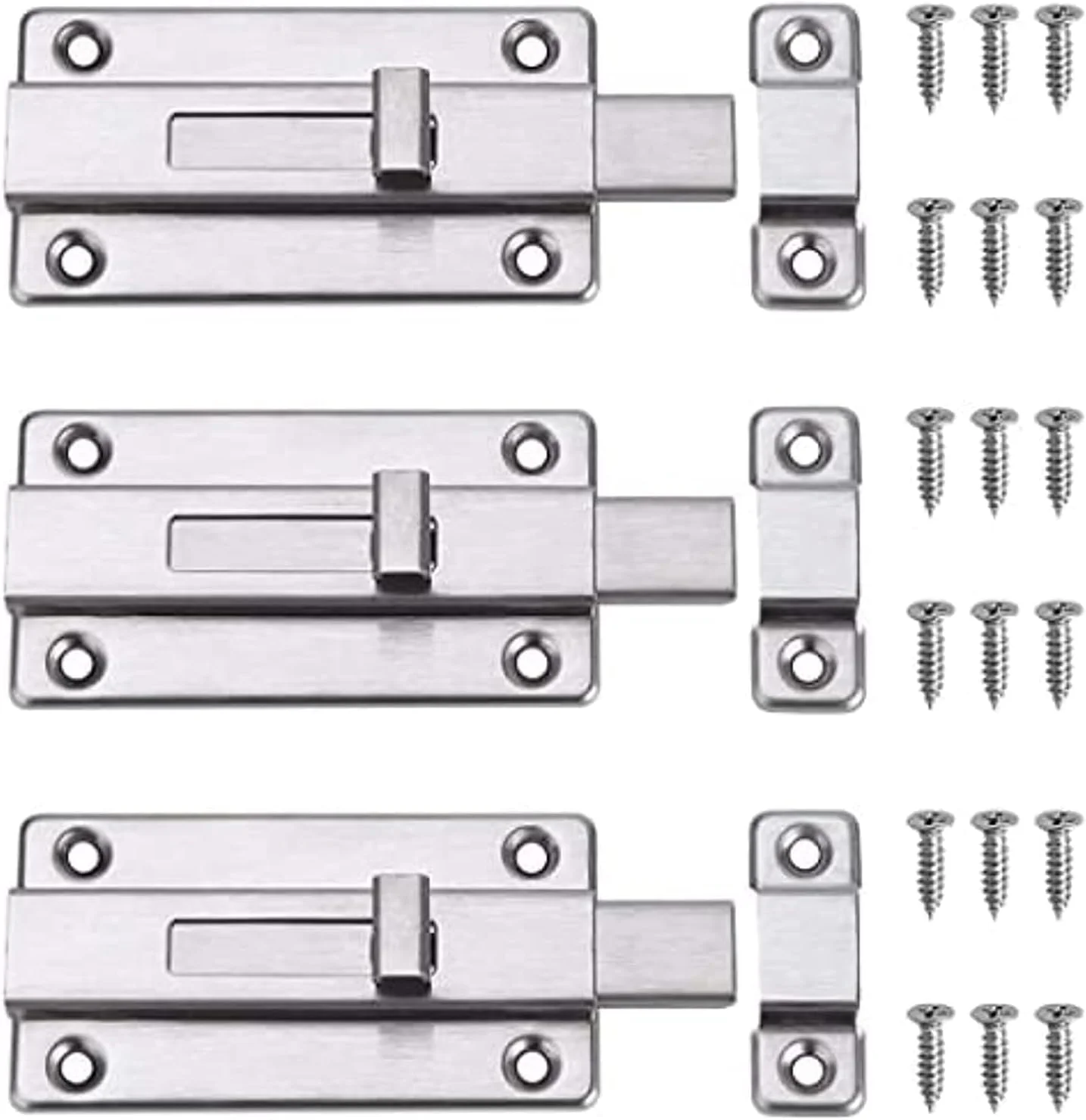 قفل زبانه ای درب کشویی ELECDON، قفل بشکه ای استیل ضد زنگ 3 اینچی برای خانه، حمام، توالت، پنجره، مبلمان و دروازه حیوانات خانگی - قفل کشویی بادوام برای امنیت بیشتر