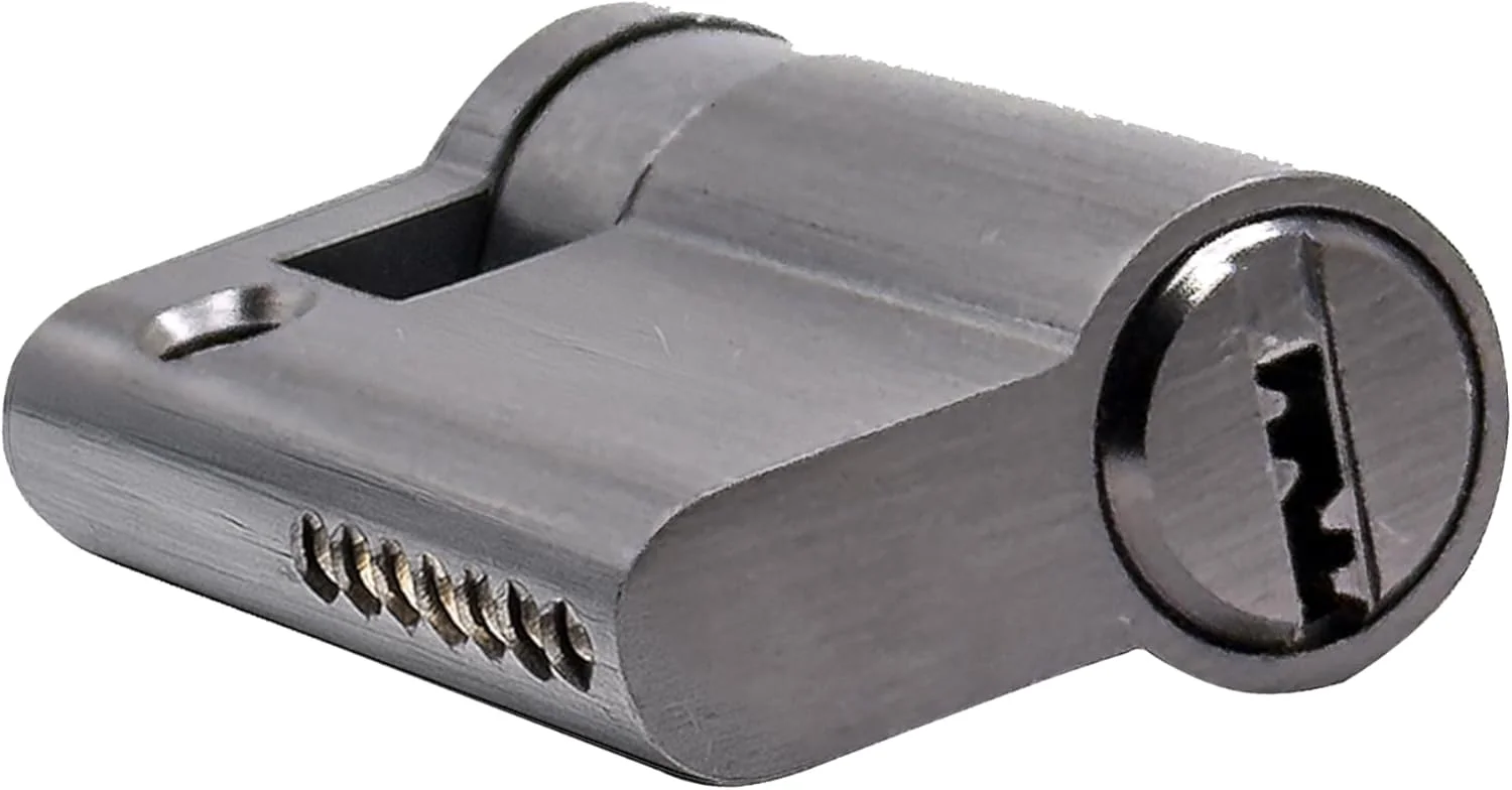 قفل استوانه‌ای کوچک Cincinno با کلید – طول کلی ۴۵ میلی‌متر، قطر استوانه ۱۶.۹ میلی‌متر، برنجی جامد با امنیت بالا، پرداخت ساتن بادوام – ایده‌آل برای درها و کابینت‌ها (خاکستری متالیک)