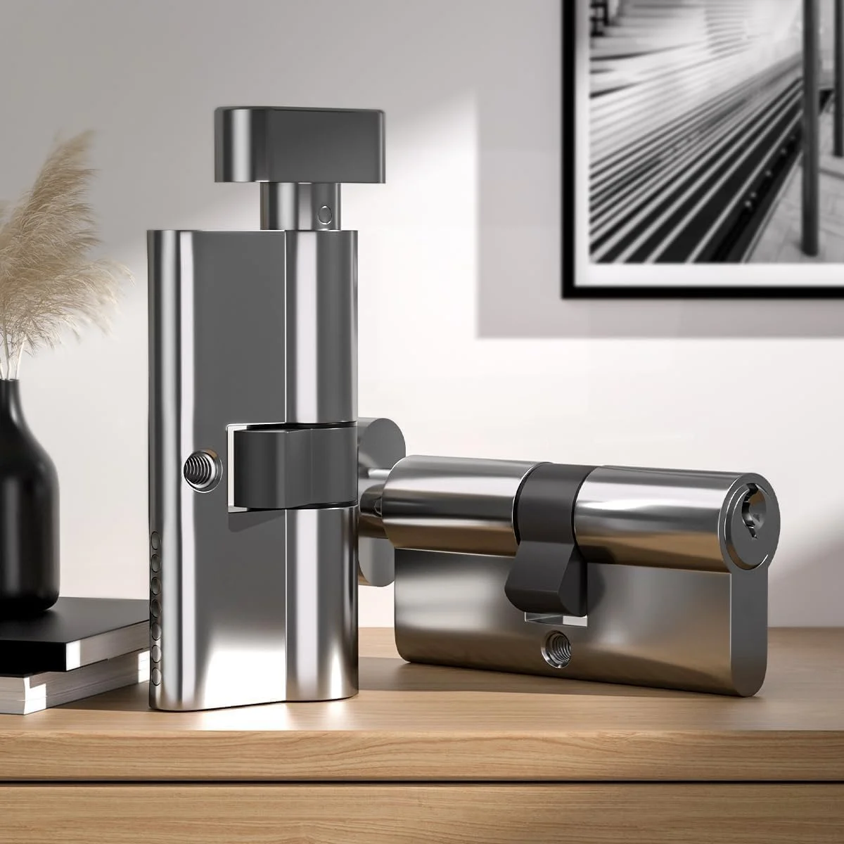 قفل شستی چرخشی Bukela 35 با امنیت بالا و ضد سرقت، برای درب های چوبی، UPVC و کامپوزیت، استوانه درب فلزی آلیاژ روی نقره ای شامل 3 کلید