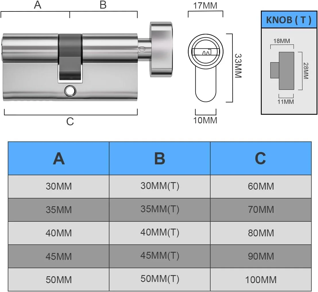سیلندر قفل یورو روکش کروم Bwintech 100mm (50T/50)، قفل بشکه ای درب، دستگیره شستی با 3 کلید استاندارد، ضد سوراخکاری، امنیت بالا برای درهای UPVC، چوبی و کامپوزیت سیلندر قفل یورو روکش کروم Bwintech 100mm (50T/50)، قفل بشکه ای درب، دستگیره شستی با 3 کلید استاندارد، ضد سوراخکاری، امنیت بالا برای درهای UPVC، چوبی و کامپوزیت