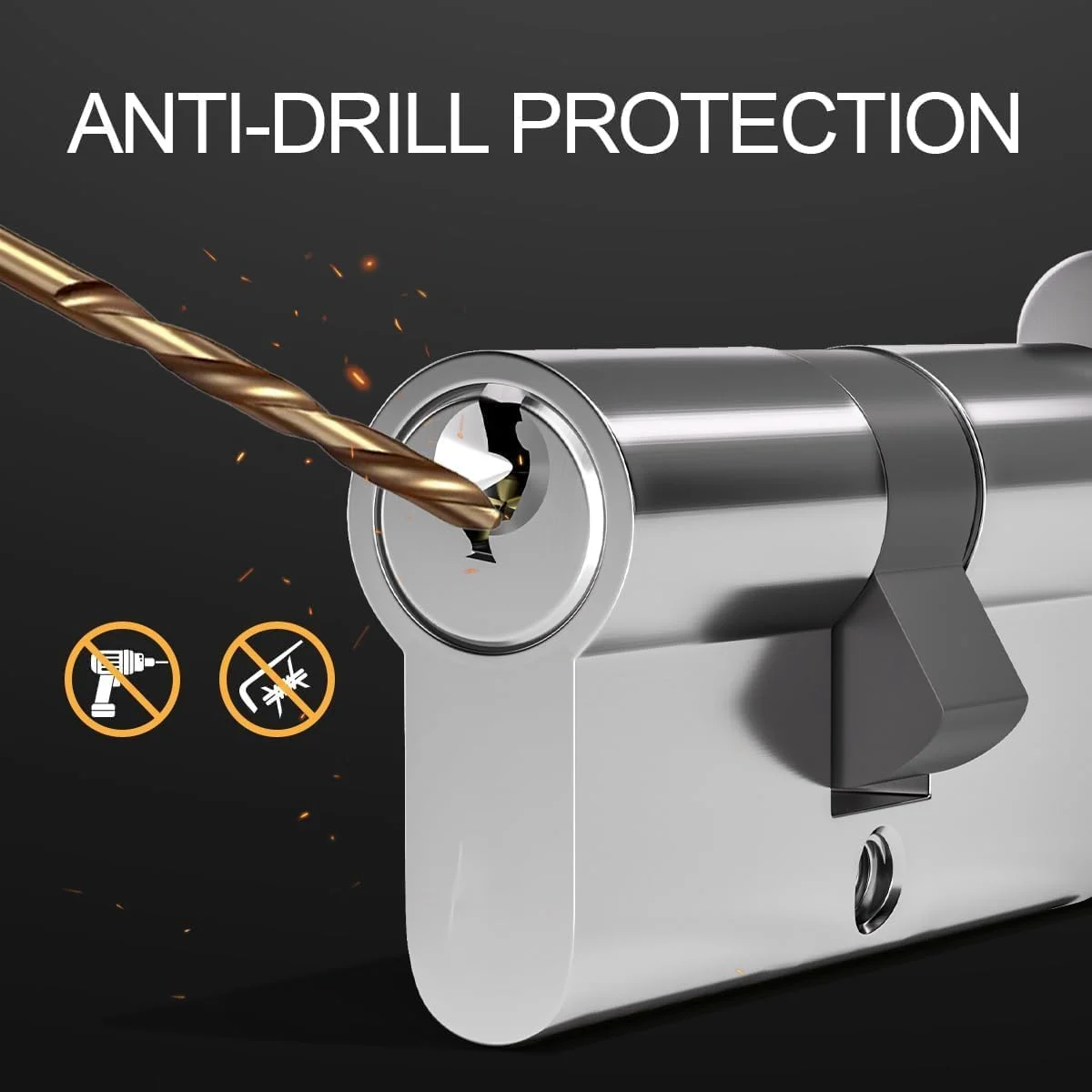 قفل شستی چرخشی Bukela 35 با امنیت بالا و ضد سرقت، برای درب های چوبی، UPVC و کامپوزیت، استوانه درب فلزی آلیاژ روی نقره ای شامل 3 کلید