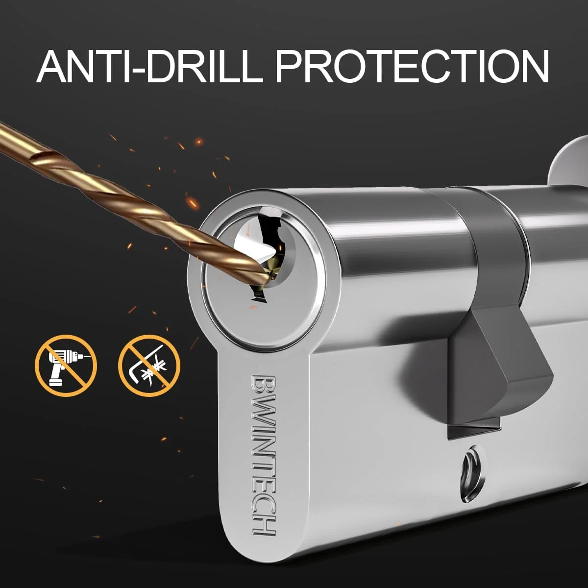 سیلندر قفل یورو روکش کروم Bwintech 100mm (50T/50)، قفل بشکه ای درب، دستگیره شستی با 3 کلید استاندارد، ضد سوراخکاری، امنیت بالا برای درهای UPVC، چوبی و کامپوزیت سیلندر قفل یورو روکش کروم Bwintech 100mm (50T/50)، قفل بشکه ای درب، دستگیره شستی با 3 کلید استاندارد، ضد سوراخکاری، امنیت بالا برای درهای UPVC، چوبی و کامپوزیت