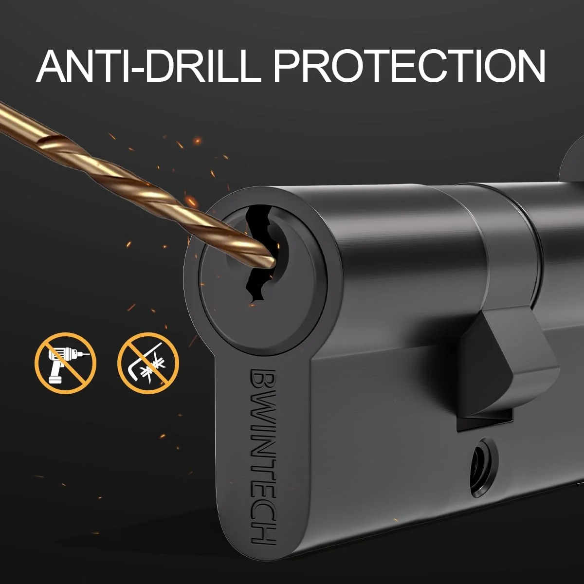 قفل سیلندر یورویی مشکی Bwintech، دو عدد، 80 میلی‌متر (40T/40)، قفل درب، دستگیره چرخشی با 3 کلید استاندارد، ضد سوراخکاری، ضد ضربه، امنیت بالا برای درهای UPVC، چوبی و کامپوزیت