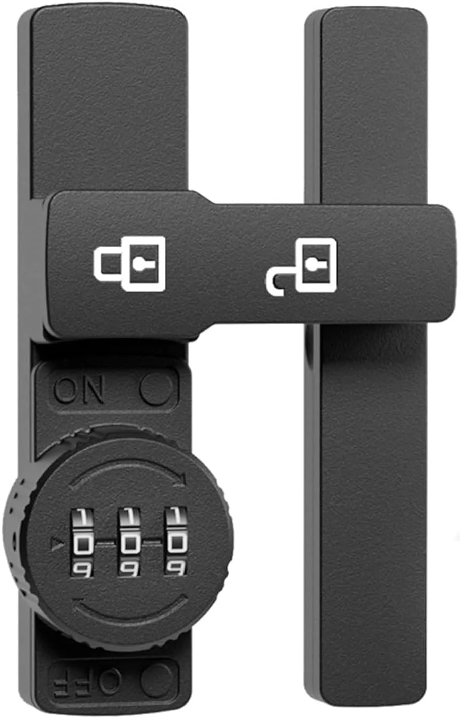 قفل درب کشویی سنگین BIGTHREE، قفل گیره چرخشی با عملکرد شب تاب، برای امنیت خانه، طراحی مینیمالیستی، سخت افزار درب دوبل 180 درجه برای استفاده در فضای باز و داخلی (مشکی مات)