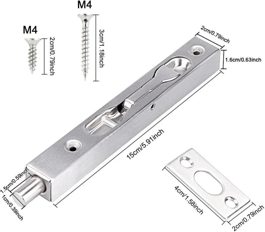 قفل زبانه ای درب BIGTHREE، بسته 2 عددی قفل زبانه توکار، قفل کشویی استیل ضد زنگ، قفل درب امنیتی فرانسوی اهرمی مخفی با پیچ ​​های ضربه ای برای اتاق خواب، حمام، کمد
