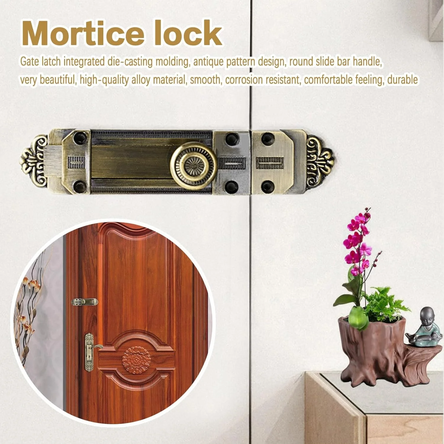 قفل زبانه ای درب کشویی BIGTHREE، قفل درب استیل ضد زنگ ضخیم یکپارچهسازی با سیستمعامل، قفل کشویی درب بشکه ای، قفل کشویی درب امنیتی، برای درب های داخلی قفل های بادوام درب ایده آل