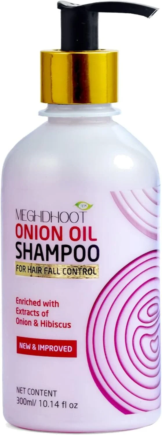 شامپو روغن پیاز Meghdoot حجم 300 میلی لیتر، فرمولاسیون گیاهی جدید و بهبود یافته - شامپو روغن پیاز برای کنترل ریزش مو | شامپو پیاز قرمز غنی شده با عصاره های هیبیسکوس و پیاز، مواد طبیعی