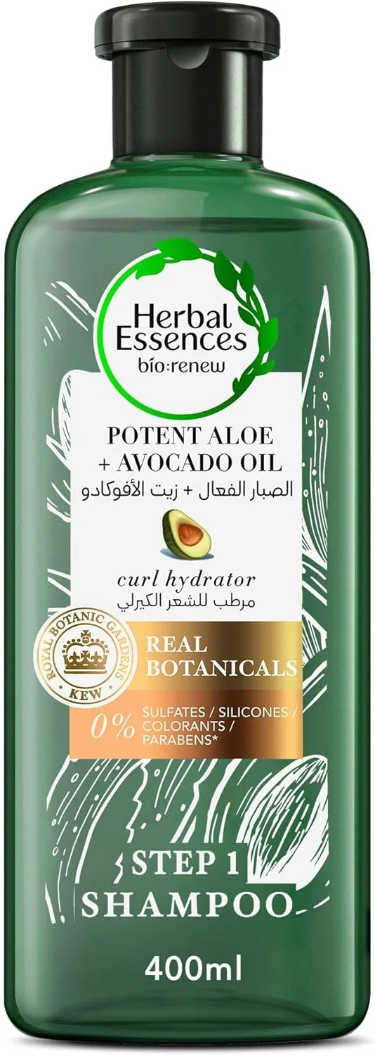 شامپو مو آلوئه ورا + روغن آووکادو هربال اسنسز بدون سولفات، برای پاکسازی و آبرسانی موهای فر، 400 میلی لیتر