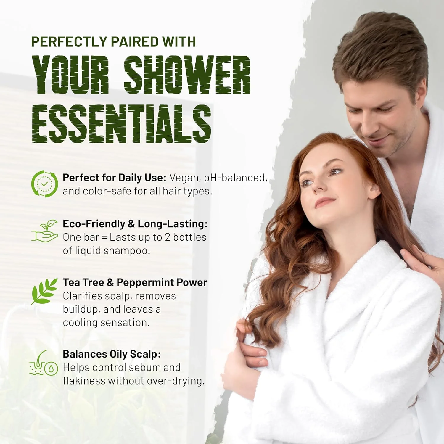 شامپو بار درخت چای و نعناع Herbishh | صابون روغن درخت چای برای پاکسازی مو و پوست سر چرب | شامپو جامد مسافرتی برای آقایان و بانوان | پاک کننده عمیق نعنایی، 100 گرم