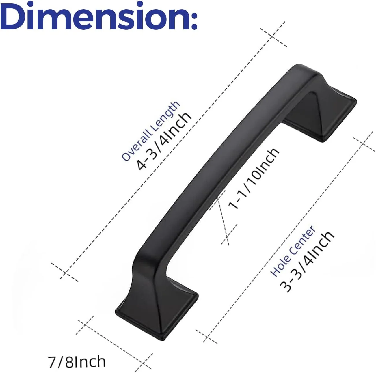 روینت، بسته 5 عددی دستگیره کابینت مربعی 3-3/4 اینچی، دستگیره کمانی کابینت آشپزخانه، دستگیره های مشکی مات، دستگیره کشو مشکی، یراق آلات کابینت آشپزخانه، دستگیره کابینت، دستگیره کمد