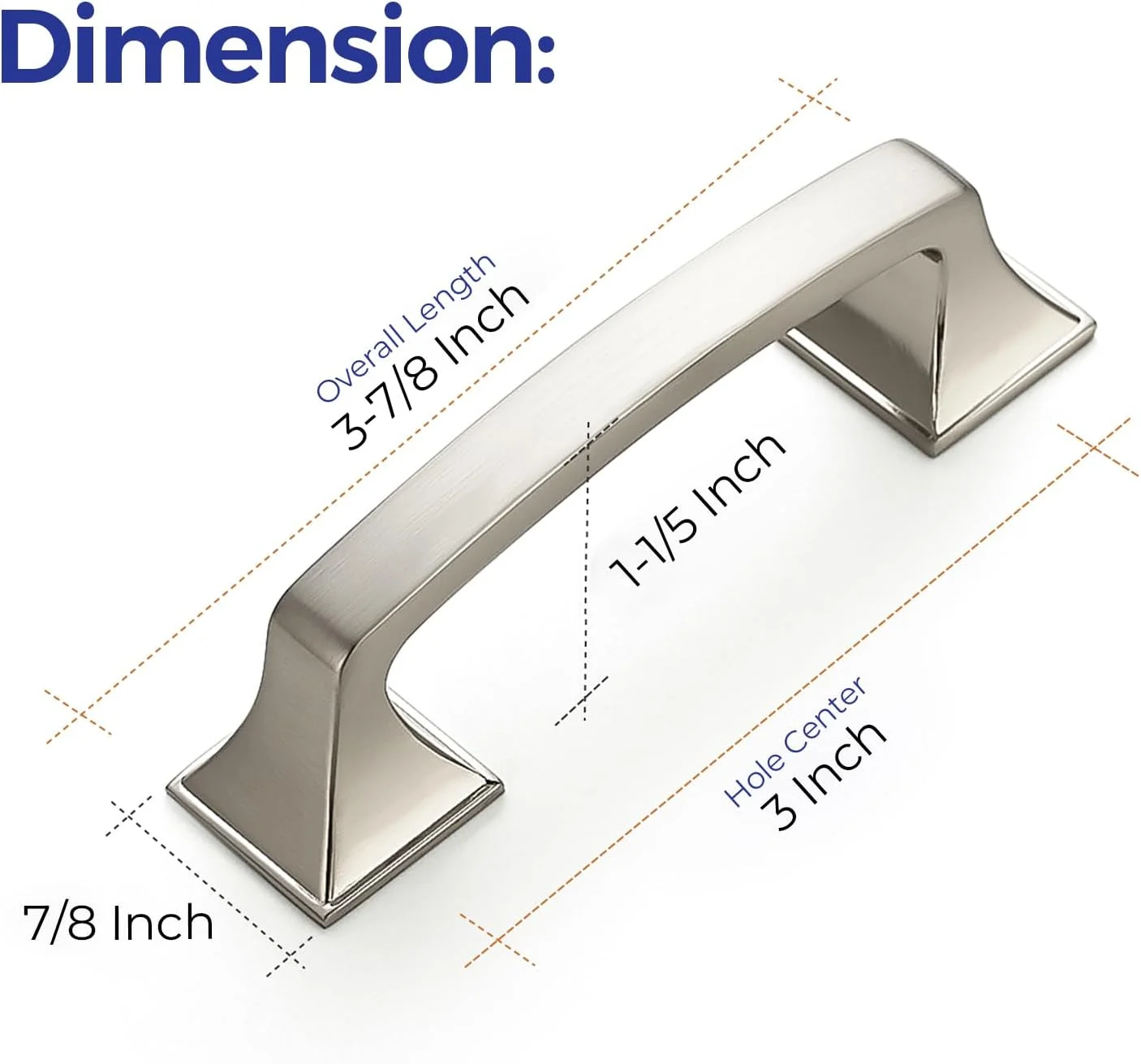 روینت بسته 30 عددی دستگیره کمانی کابینت مربع 3 اینچی، دستگیره های نیکل برس خورده نقره ای برای کشو، سخت افزار کابینت آشپزخانه، دستگیره کابینت و کمد