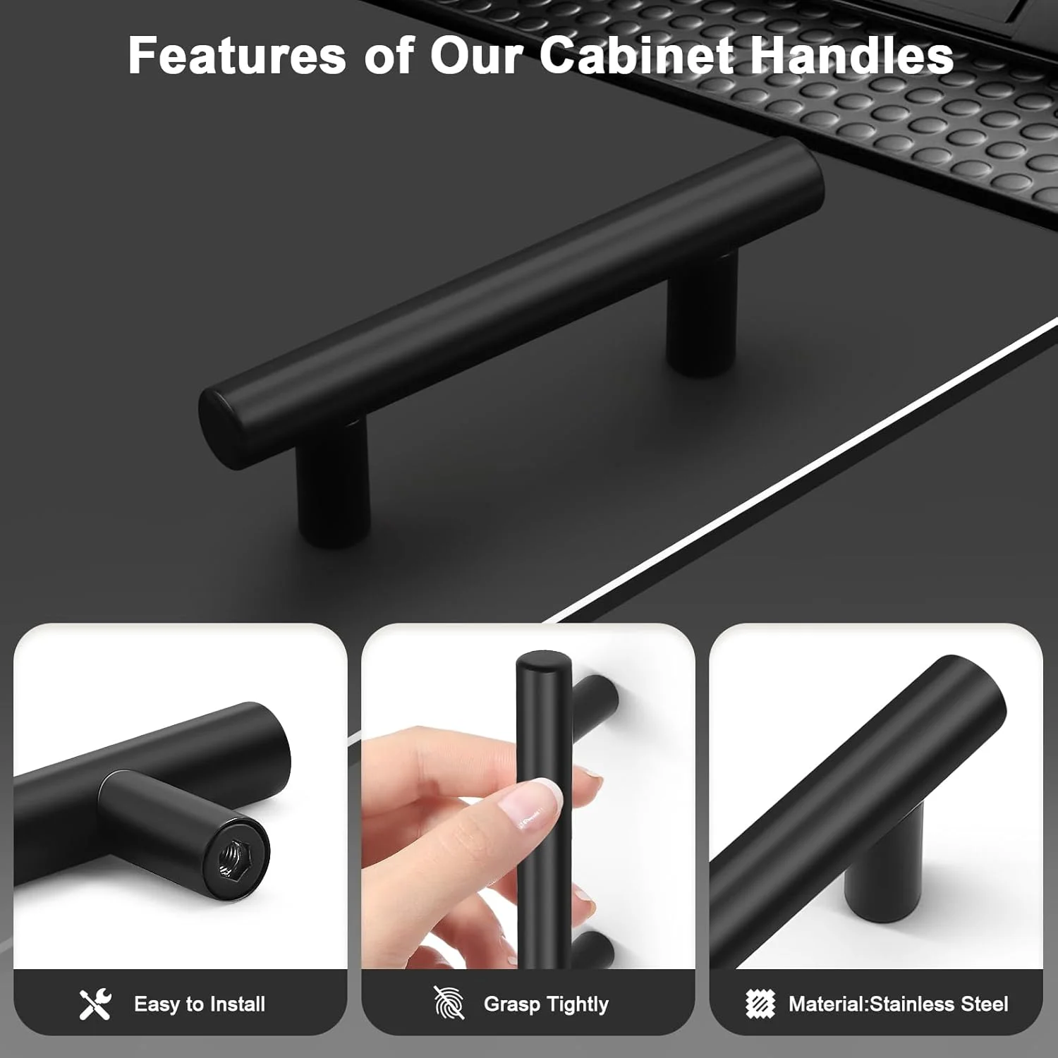دستگیره کابینت آشپزخانه پروبریكو، بسته 5 عددی، فاصله سوراخ ها (64 میلی متر)، 2.5 اینچ، دستگیره کشو کمد مشکی استیل ضد زنگ، دستگیره کابینت مشکی مات، طول 4 اینچ…