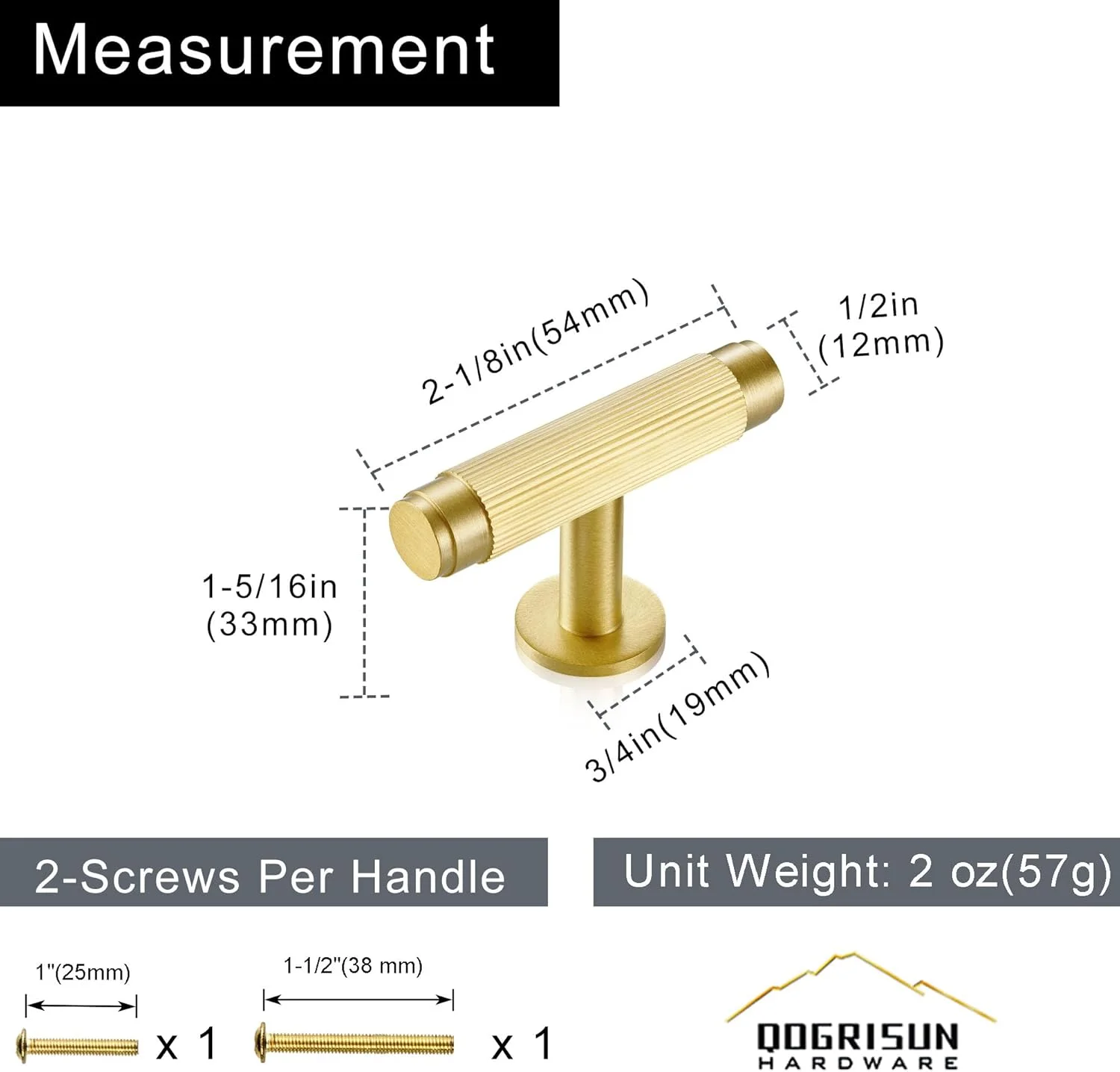 دستگیره کابینت برنجی جامد QOGRISUN، بسته 5 عددی، دستگیره های میله ای T طلایی گرد، دستگیره تک سوراخ برای کشو آشپزخانه، کمد لباس، طول کل 2.1 اینچ، پرداخت برنجی برس خورده - Eleganza دستگیره کابینت برنجی جامد QOGRISUN، بسته 5 عددی، دستگیره های میله ای T طلایی گرد، دستگیره تک سوراخ برای کشو آشپزخانه، کمد لباس، طول کل 2.1 اینچ، پرداخت برنجی برس خورده - Eleganza