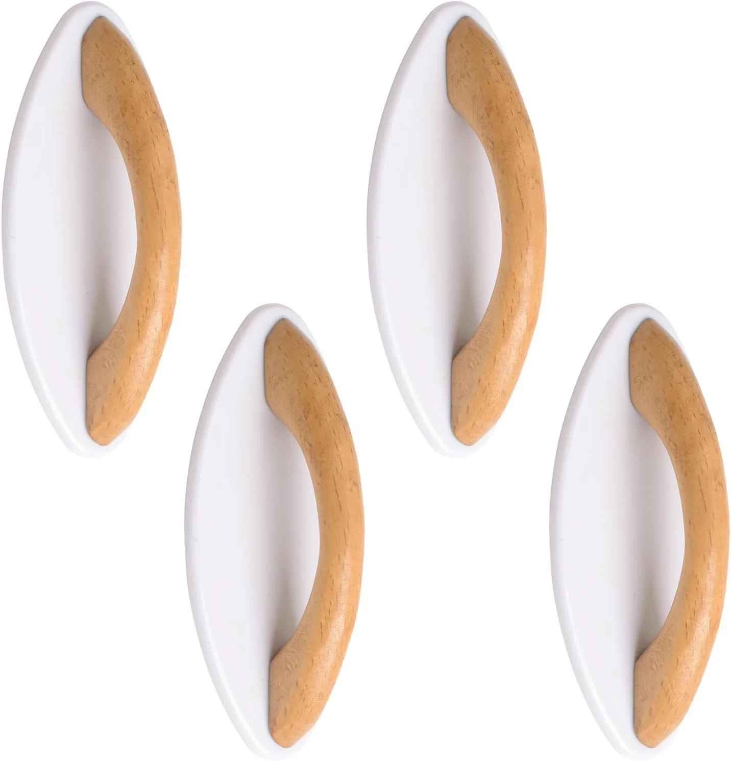 دستگیره چوبی خود چسب MOROBOR، بسته 4 عددی دستگیره کمکی گرد-بیضی شکل خود چسب برای درب های کشویی و پنجره ها