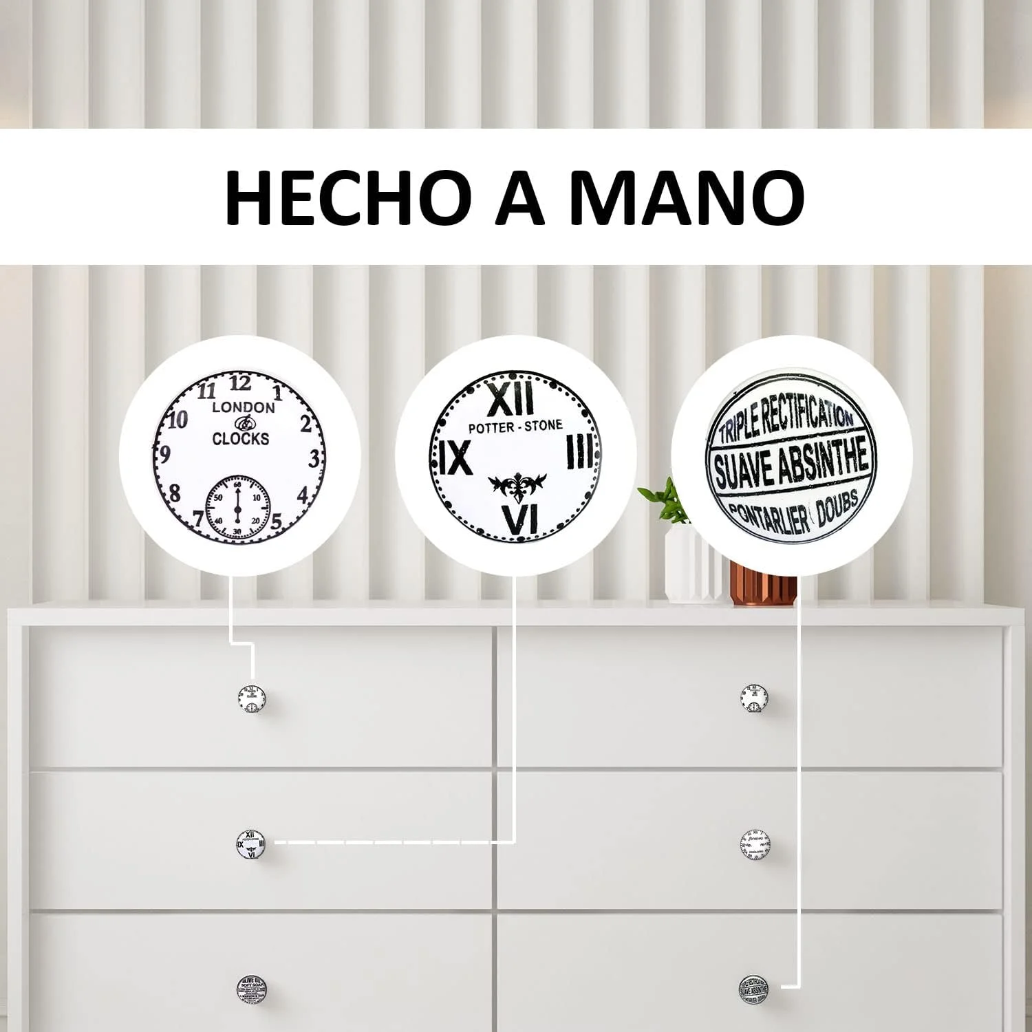 مجموعه 10 عددی دستگیره سرامیکی Nacnic با طرح های مختلف ساعت های قدیمی، نقاشی شده با دست. دستگیره های دست ساز برای کابینت ها، کشوها، کمدها و آویزها. دستگیره های کلاسیک با قطر 40 میلی متر.