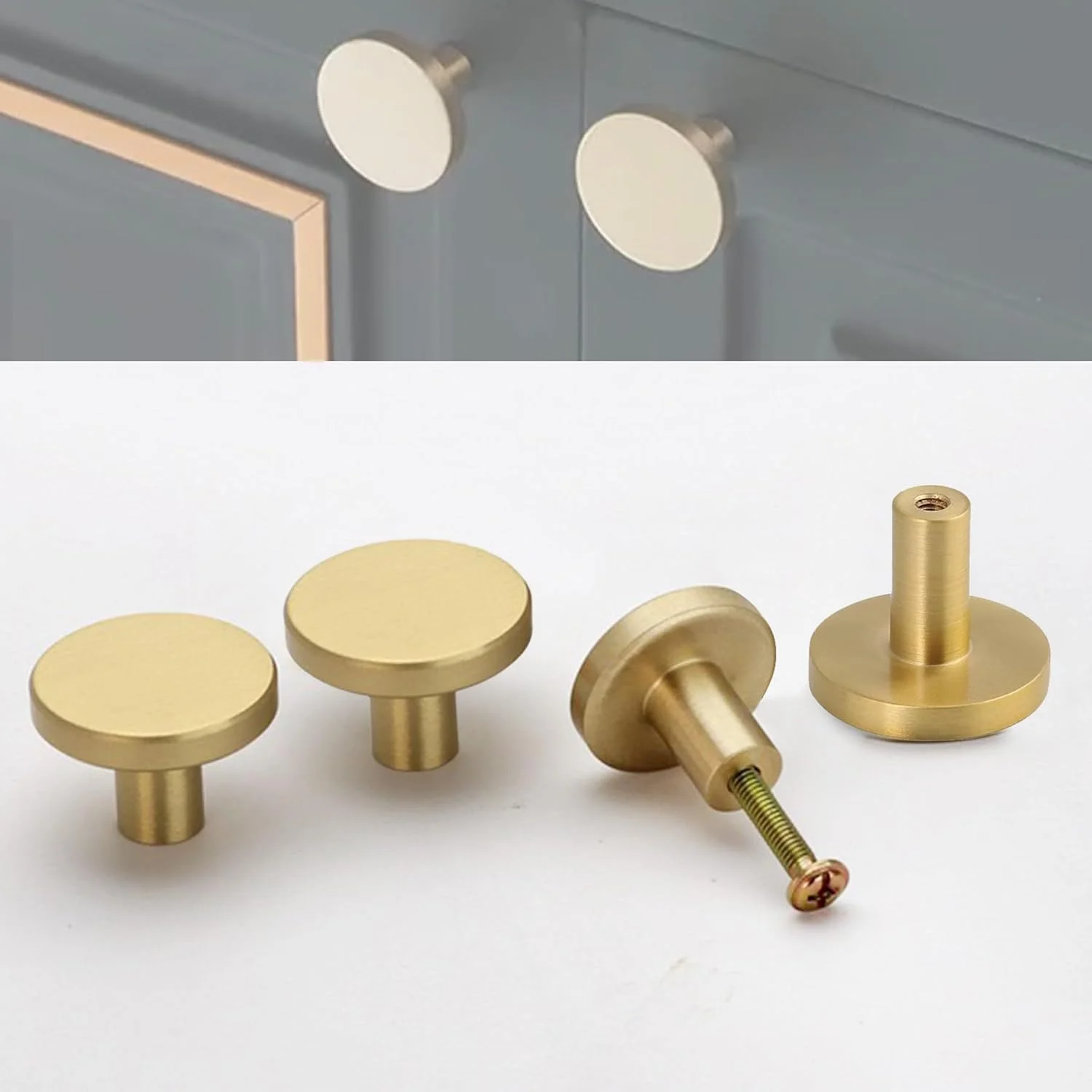 دستگیره های بزرگ طلایی برنجی LEPEVNEY، دستگیره گرد کابینت برای کابینت آشپزخانه، کشو، 10 عدد