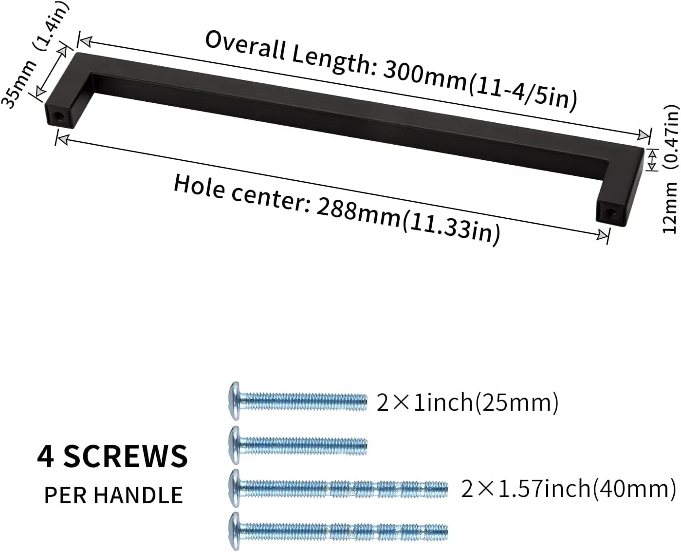 دستگیره کابینت مشکی LONTAN بسته 10 عددی، فاصله مرکز سوراخ 288 میلی متر، دستگیره درب آشپزخانه مشکی استیل